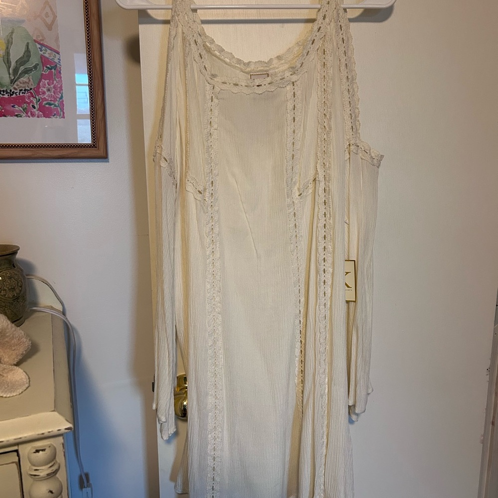 Ivory Long Sleeve, Cold Shoulder Dress
